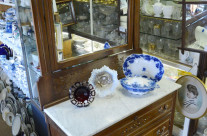 Victorian Marble Top Dresser with Carved Wood Detail